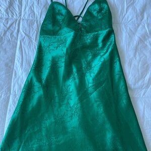 Emerald Green Satin Mini Dress